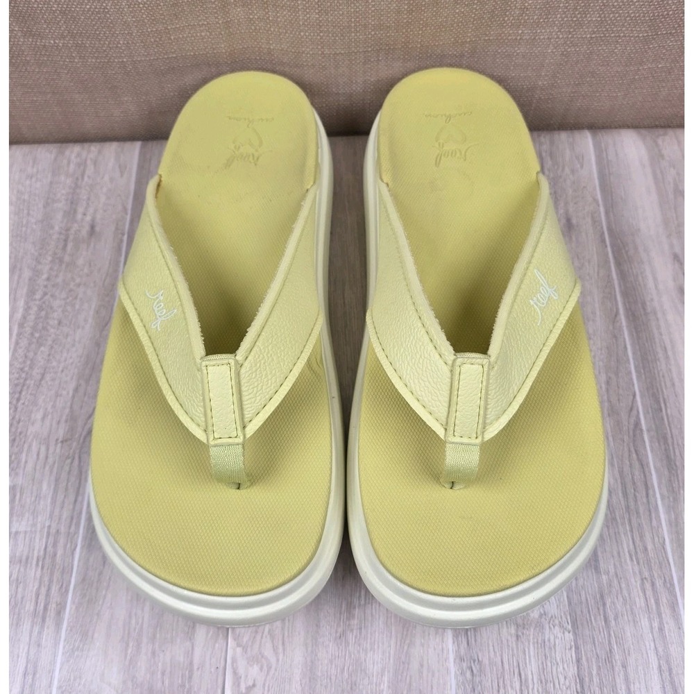 Reef Cushion Bondi Sierra Platform Wedge Chunky Yellow Flip Flop Sandal Womens 8